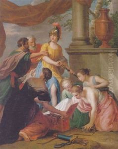 A Mythological Scene With Minerva Defending Maidens' Treasure by Balthasar Beschey