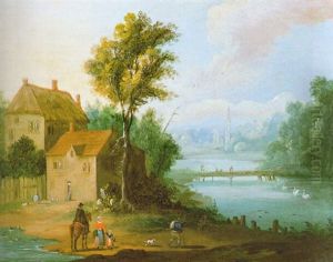 Reiter Vor Einem Haus Am Flus by Balthasar Beschey