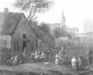 Fete Villageoise, Paysans Attables by Balthasar Beschey