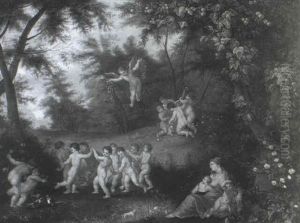 Puttenreigen (auf Einer Blumenubersaten Wiese Vergnugen Sich Kleine Eroten...) by Balthasar Beschey