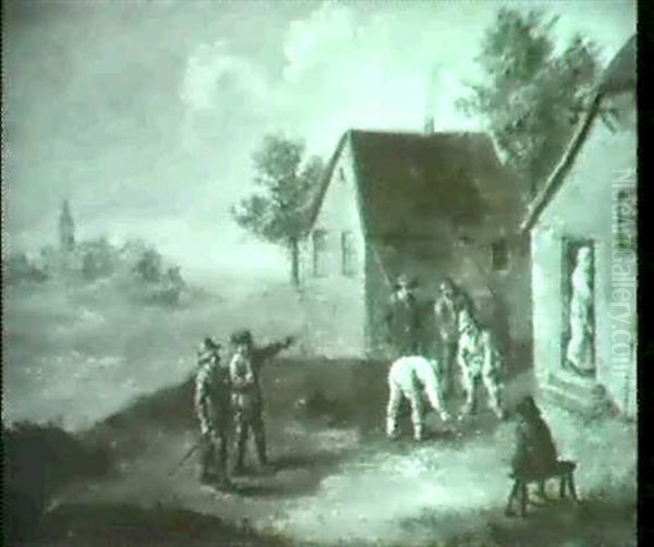Bocchiaspieler Im Freien Vor Bauernhauser. - view 1