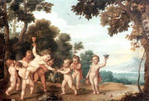 Bacchanal Von Putten In Einer Fluslandschaft by Balthasar Beschey