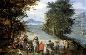 Figuren In Einer Flusslandschaft