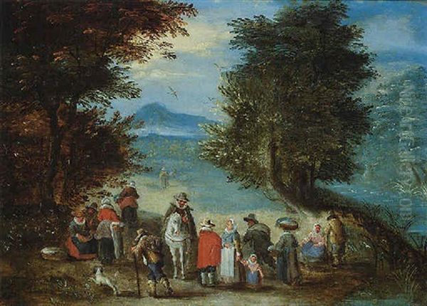 A Landscape With Travellers Resting By The Roadside - view 1