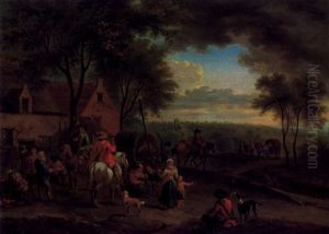 Rast Auf Dem Dorfplatz by Karel Beschey