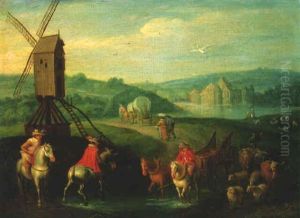 Figures And Farm Animals Near A Windmill Figures And Farm Animals Near A Windmill