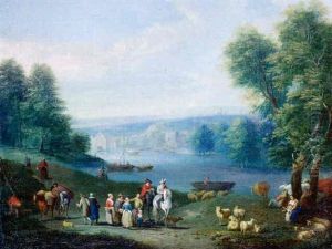 Paysage Fluvial Anime De Cavaliers