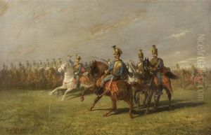 Preusische Husaren Zu Pferd In Galizien Mit Furst Karl Von Liechtenstein