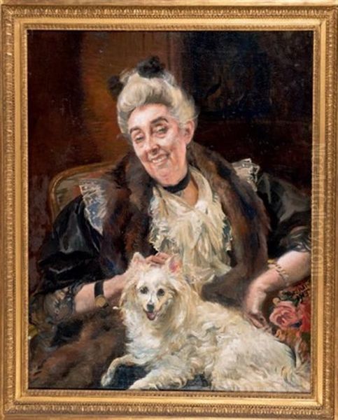 Portrait De Femme Et De Son Chien - view 1
