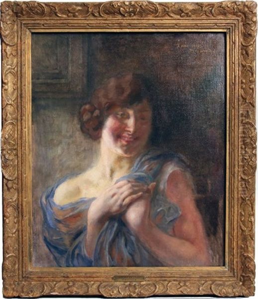 Femme Au Chale Bleu, Les Mains Jointes - view 1