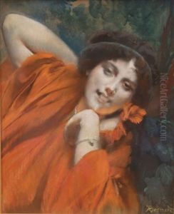 Portrait De Femme En Rouge