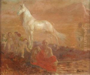 Cheval Et Sept Personnages