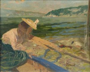Germaine Besnard Sur Le Lac D'annecy by Albert Besnard