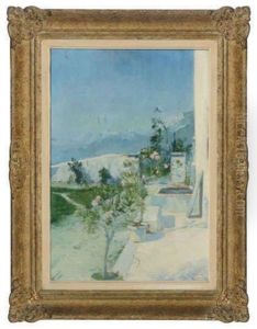 Orleanders In Bloom On A Balcony