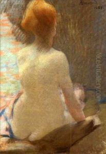 Elegante Au Rideau Rose by Albert Besnard