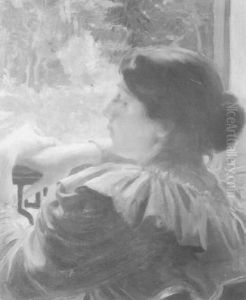 Portrait De Femme Au Balcon by Albert Besnard