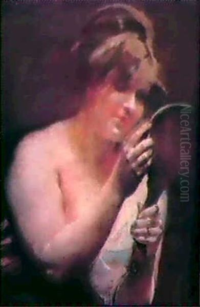 Jeune Femme Au Miroir (pastel On Paper Mounted On Canvas) - view 1