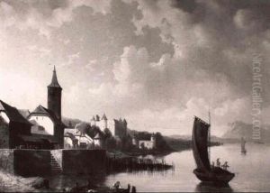 Orientalische Landschaft Im Abendrot