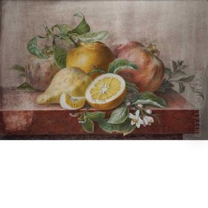 Still Life With Oranges, Pomegranates, Leaves, A Sprig Of Mint And Orange Flowers by Pancrace Bessa