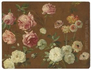 Pink And White Roses (+ Sketch With A Woman And Her Children; Verso)