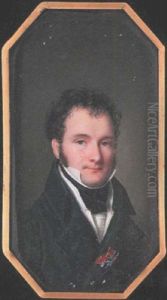 A Gentleman Wearing Dark Green Coat, White Shirt And Waistcoat, Black Stock And Ribbons On His Lapel