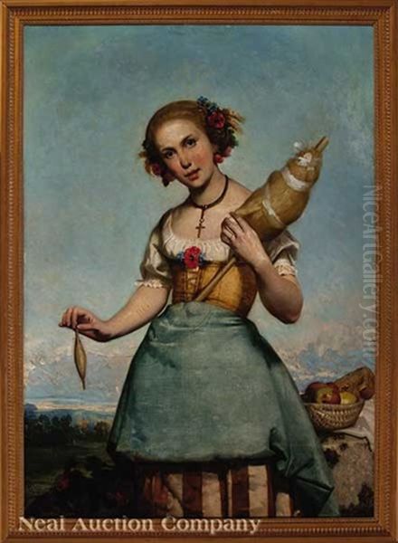 Young Woman Holding A Spool - view 1