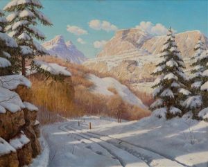 A Bright Winter Day In The Mountains by Boris Bessonof