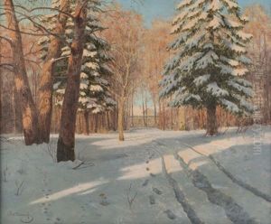 Tracks Through The Newly Fallen Snow by Boris Bessonof