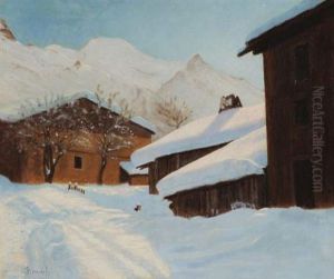 Village Sous La Neige by Boris Bessonof