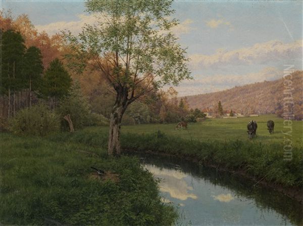 River Landscape With Cattle - view 1