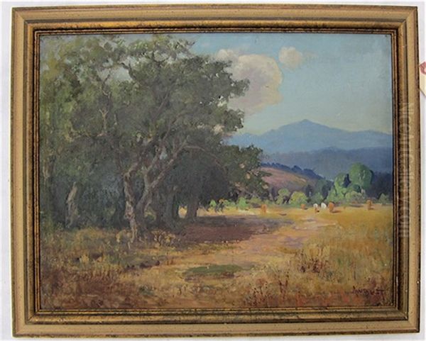 California Pastoral Landscape With Grazing Cattle - view 1