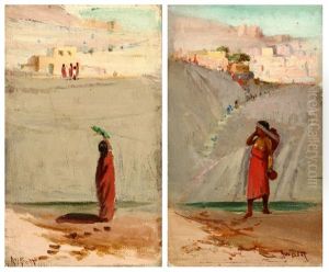 Standing Indian Figure Carrying A Basket (+ Standing Indian Figure In A Red Robe; 2 Works)