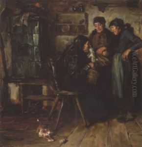 Drei Bauerinnen In Der Stube by Hans Best