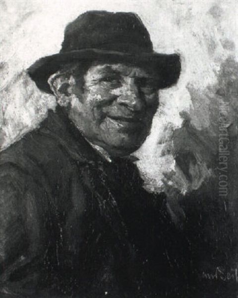 Lachender Mann Mit Filzhut - view 1
