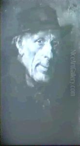 Brustportrait Eines Alten Bauern Mit Hut by Hans Best