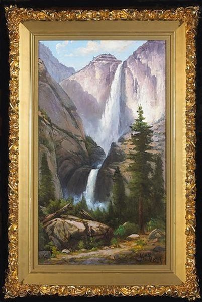 Yosemite Falls (+ Happy Isles On The Merced River, Oil On Board, Smaller; Pair) - view 1