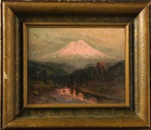 Mt. Shasta And Indian Encampent Along River