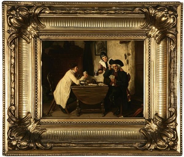 Card Players And Barmaid In An Interior - view 1