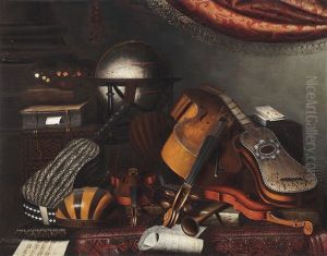 Musikinstrumente, Ein Globus, Bucher, Spielkarten Und Eine Malerpalette by Bartolomeo Bettera
