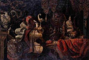 Nature Morte Aux Pieces D'orfeverie, Partition De Musique Et Etoffes Somptueuses by Bartolomeo Bettera