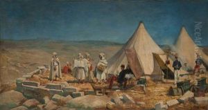 La Rencontre Au Campement by Gustave Bettinger