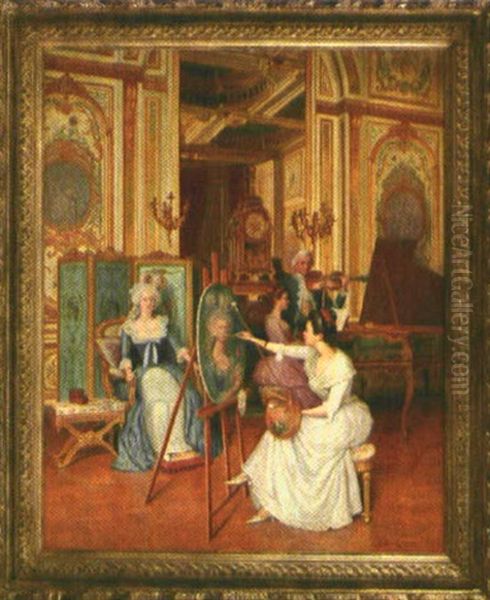 Szene In Einem Schloss Im Rokoko, Eine Dame Wird Portraitiert - view 1
