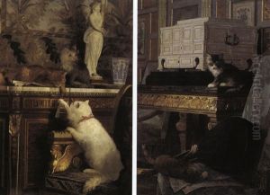 Les Jeux Des Chats (pair) by Gustave Bettinger