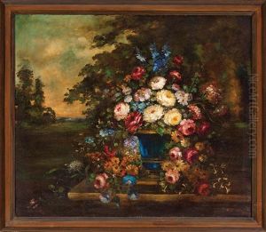 Still Life Of Mixed Bouquet With Roses In An Urn Still Life Of Mixed Bouquet With Roses In An Urn