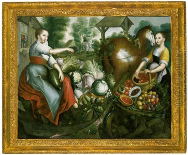 Zwei Marktfahrerinnen Mit Obst Und Gemuse - view 1
