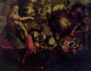 A Vegetable Seller And A Fruit Seller On Their Way To Market by Joachim Beuckelaer