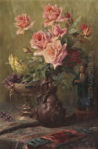 Stilleven Met Rozen, Tazza En Chinese Figuur - view 1