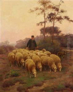 Schafer Mit Seiner Herde by Frans De Beul
