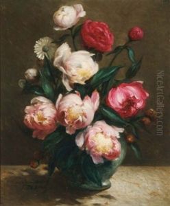 A Flower Still Life With Peonies by Frans De Beul