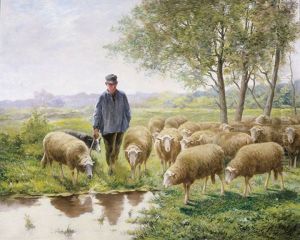 Schaapherder Met Kudde by Frans De Beul